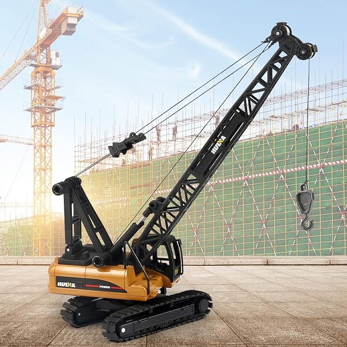 duturpo 1/50 Scale Metal Diecast Crane Truck Toy, Metal Construction Vehicles Crane Machine Model Toy for Boys