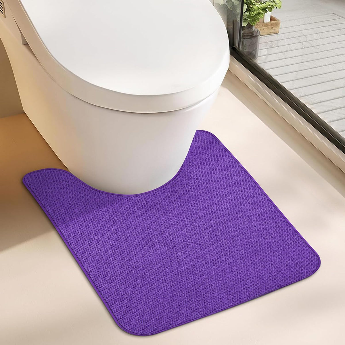 Toilet Rugs U Shaped Bathroom Rug,Machine Washable Non Slip Quick Dry Super Absorbent Ultra Thin Toilet Mats for Bathroom Toilet.Purple,1'8"x2'(20x24inch)