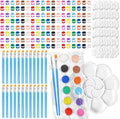 Fulmoon 12 Set Acrylic Paint Kits for Kids Adults Washable Mini Painting Kit Arts Crafts Party Favors Filled Strips Brushes Palettes Bulk for Classroom Home Kit Supplies (Vivid Color)