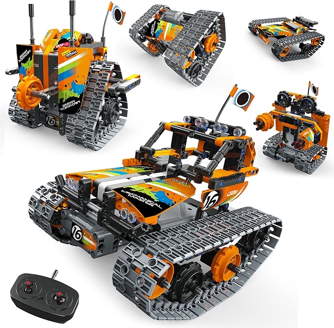 5 in 1 STEM Remote Control Building Kit, 392Pcs Blocks Erector Projects Set Toys for Kids Age 8-12, Build a Tank/Robot/AVT DIY Science Educate 6 7 9 10 11 Years Old for Boys & Girls Gift Ideas
