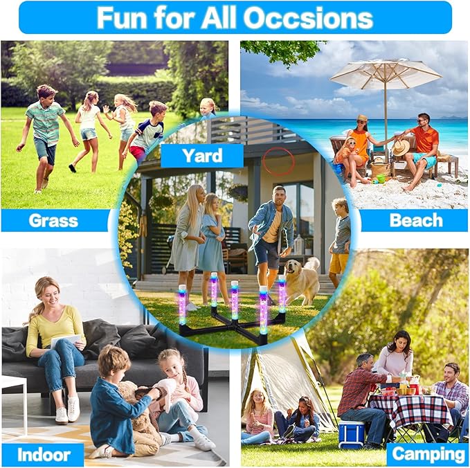 Outdoor Games Ring Toss Games Glow in Dark, Yard Games for Adults and Family