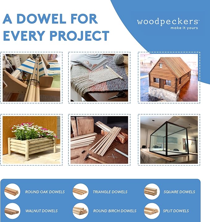 Dowel Rods Wood Sticks Wooden Dowel Rods 3/16 x 36 Inch Unfinished Hardwood Sticks for Crafts and DIY'ers 25 Pieces by Woodpeckers