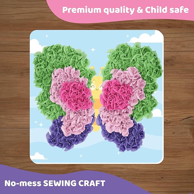 jackinthebox Poke Poke Art – Bugs Theme, Mess-Free Fabric Art and Craft, Flower Pressing Kits, Gift for Kids, Toys for Girls and Boys Ages 4 5 6 7 8