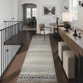 Moroccan Hallway Runner Rug, 2'6''x8' Ktchen Rugs Non Slip Washable, Low-Pile Distressed Bathroom Runner Rug Black Rugs for Bedroom Bathroom Kitchen Entryway Laundry Room