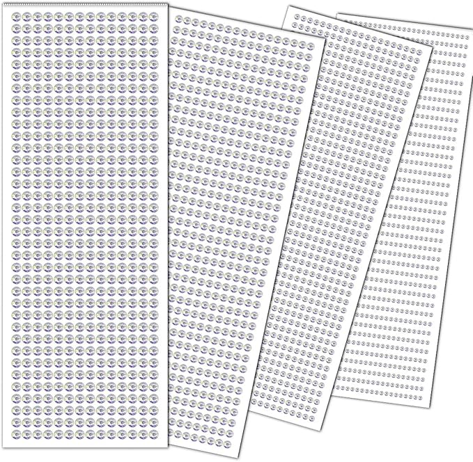 3090 Pcs 4 Sheets Rhinestone Stickers 3/4/5/6 mm Self Adhesive Craft Rhinestones Gems for Face Eyes Makeup Hair Body (AB-3/4/5/6mm)