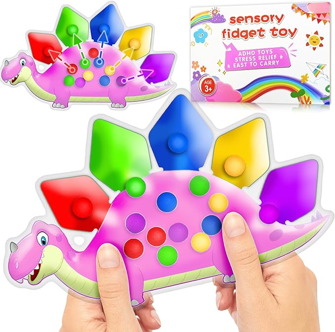 UIIOPJIOM Dinosaur Color Sorting Sensory Toys, Montessori Toys for Toddler Fine Motor Skill Game Learning Activities Quiet Calm Down Fidgets for Classroom Stocking Stuffers for 3 4 5 Year Old Kid