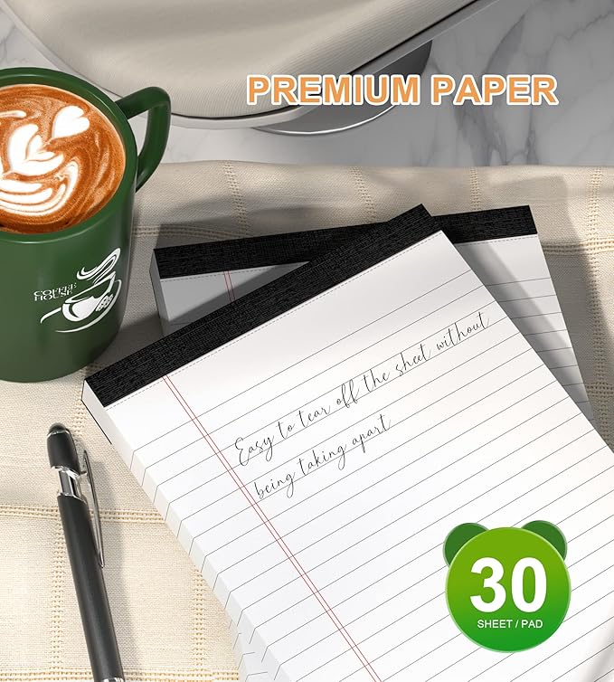 Note Pads 5x8 Small Legal Pads White Notepad, 6 Pack, Narrow Ruled Notepads, Micro Perforated Legal Writing Pads Memo Pad, 30 Sheet/Note Pad, Notebook Paper Tablet for School, Lined Legal Pad 5x8''