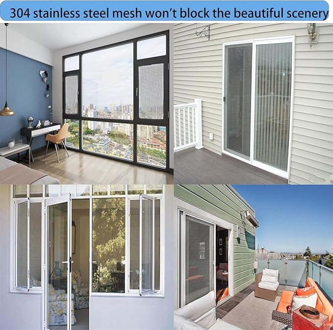 Stainless Steel Screen, 14 Mesh 304 Stainless Steel Security Screen, PVC Coated Heavy Duty 35inch x 10ft Wire Mesh Window Screen Hardware Cloth Sturdy Metal Mesh Door Security
