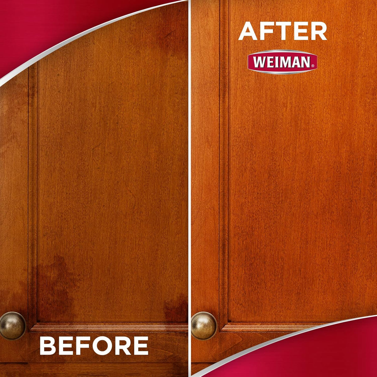Weiman Cabinet & Wood Clean & Shine Spray - Furniture, Kitchen Cabinets, Baseboard & Trim, Fresh Almond Scent, Microfiber Cloth Included