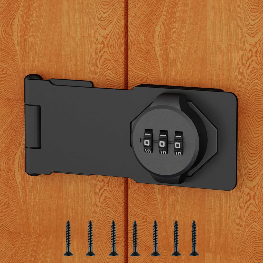 3-Digit Combination Lock, Black, Keyless, Zinc Alloy, Cabinet Door Latch, Easy DIY Installation, Wide Range of Uses
