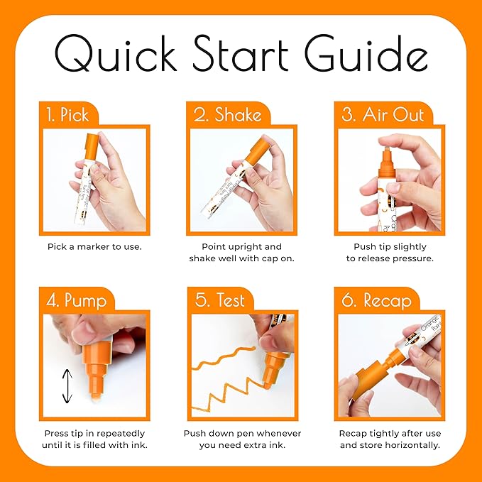 4 Dual Tip Orange Paint Pen Metallic - Fine Tip & Medium Acrylic Paint Markers - Orange Marker for Metal, Wood, Rock Painting, Canvas, Ceramic, Glass, Fabric, Leaf and Plastic - Water-based Ink