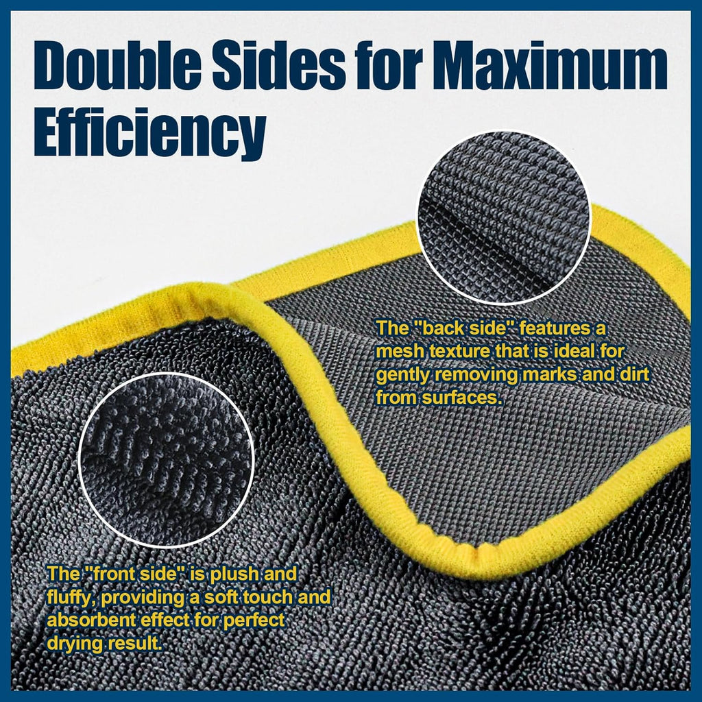 Airlab Microfiber Towels for Cars Wash Drying Extra Large Super Absorbent Cleaning Cloth Auto Detailing Ultra Soft, Lint-Free, Streak-Free, 35 x 24 Inch, Pack of 1, Grey-Yellow, 600 GSM