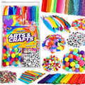 FUNZBO 2000Pcs+ Arts & Crafts Supplies Kits for Kids, DIY Craft Supplies for Toddlers Art Supply Tools Set Include Pipe Cleaners,Pom Poms and Feather, Crafts Birthday Gifts for Kid Girls Ages 4-8-12