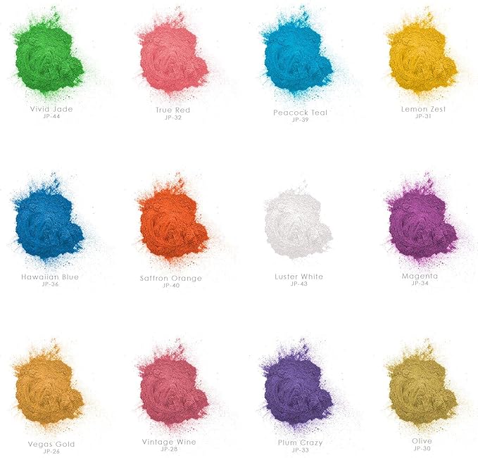 U.S. Art Supply Jewelescent Mica Pearl Pigment Powder Kit, 12 Deluxe Colors, 3.5 oz (100g) Pouches - Cosmetic Grade, Epoxy Resin Color Pigment, Mica Powder for Resin, Soap, Slime, Candle Dye, Art