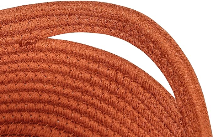 Shelf Storage Baskets for Organizing|Decorative Basket for Closet Storage|Toy Baskets&Bins|Small Woven Rope Baskets-13x8.66x5.11’’,Durable&Stylish,Oval 3 Packs Brick Red