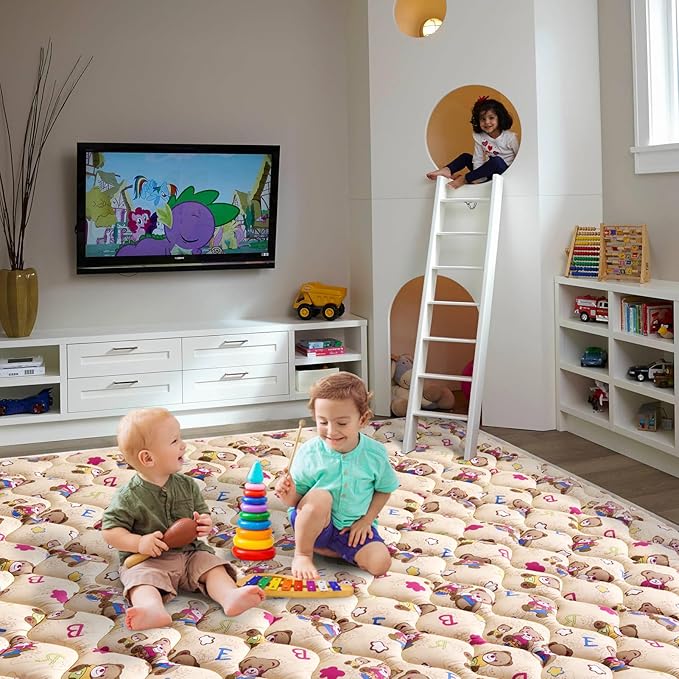 Baby Play Mat - 79" X 71",Premium Thicker Foam One-Piece Crawling Mat, Machine Washable, Extra Large Anti-Slip Activity Playmat for Babies, Toddlers & Infants