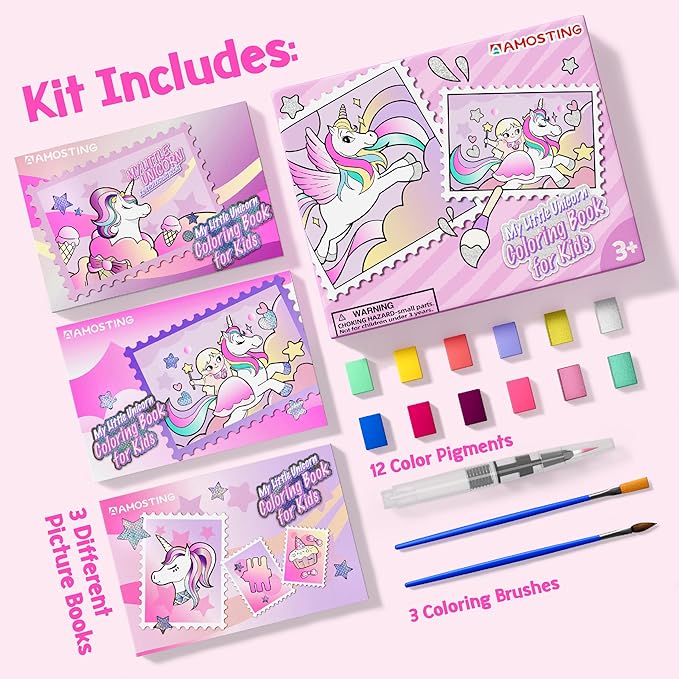 Paint with Water Unicorn Coloring Books for Toddlers,Water Color Paint Set for Teens, Arts and Crafts for Girls Boys Ages 3 4 5 6 7 8+, Birthday Christmas Gift,Travel Toys