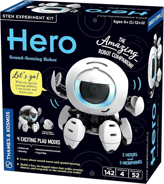 Thames & Kosmos Hero: Sound-Sensing Robot STEM Experiment Kit, Build a Robot That Reacts to Sounds, Explore Engineering, Sound Technology, Spatial Hearing, Quality Screen-Free, Educational Play