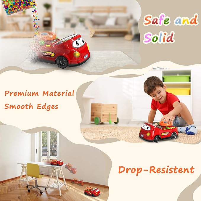 2-in-1 Toddler RC Car & Steering Wheel Toy with Music | Interactive Simulation Driving Adventure Toy for 18+ Months Baby Learning | Gift for 1.5+ Years Old Boys Girls