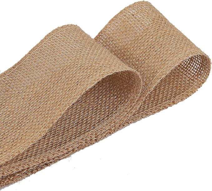 KINJOEK 5 Inch Wide 11 Yards Burlap Ribbon, Natural Jute Fabric Ribbon Crafts Ribbon for Christmas Wedding Gifts Burlap Fabric DIY for Decoration