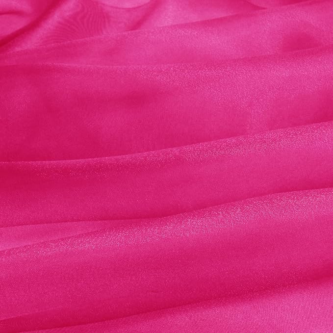 VACVELT Sheer Organza Fabric by The Yard, 60 Inch Wide Hot Pink Organza Fabric Bolt Bridal Sheer Tulle Fabric, Silk Organza Fabric Roll for Wedding Party Decorations Backdrop Curtain (10 Yards)