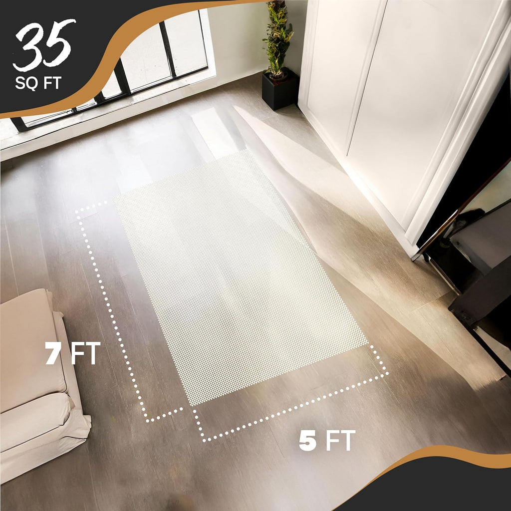 Nevlers 5'x7' White Anti Slip Rug Mat Non Skid Design | PVC Non Slip Rug Pads | Customizable Open Weave Rug Pad for Hardwood Floors