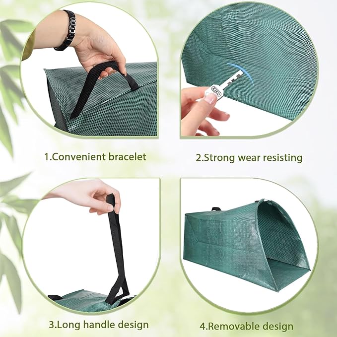 Leaf collector,Heavy leaf pick up tools,Foldable yard waste bag,Large Yard Dustpan-Type Leaf Bags,Reusable Lawn and Leaf Garden Bag with Reinforced Carry Handles (200L)