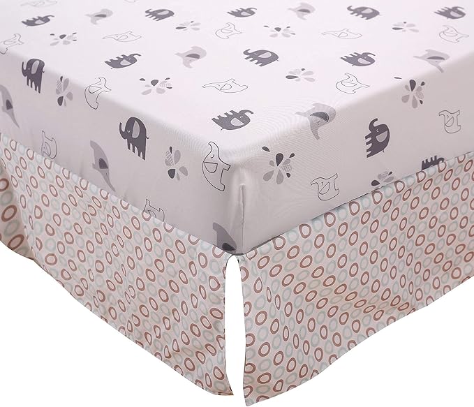 Wowelife Elephant Crib Bedding Set for Boys, Premium 3-Piece Baby Bedding Set, Elephant, Gray Crib Bed Sets, Newborn, Infant, Nursery Bed Set with Crib Sheet, Ruffle Comforter