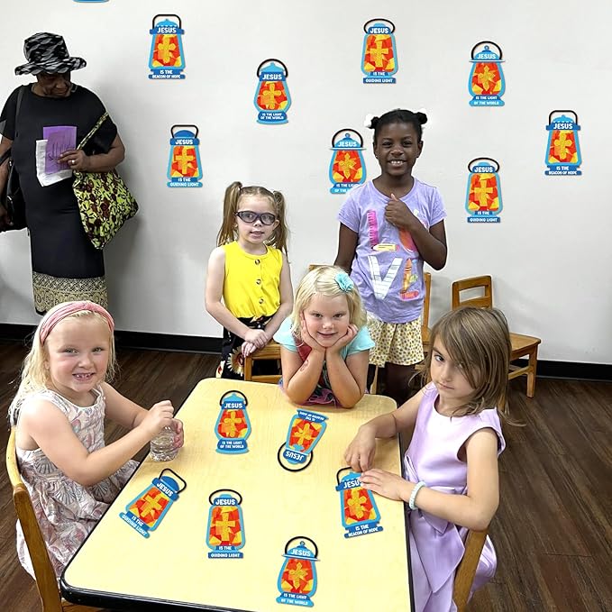 40PCS Sunday School VBS Crafts Bulk: Paper Oil-Lamp Nativity Suncatchers,Jesus Religious Christian Classroom Camping Activity DIY Kits Gifts Church Decorations,Window Stained Glass Effect Art Supplies