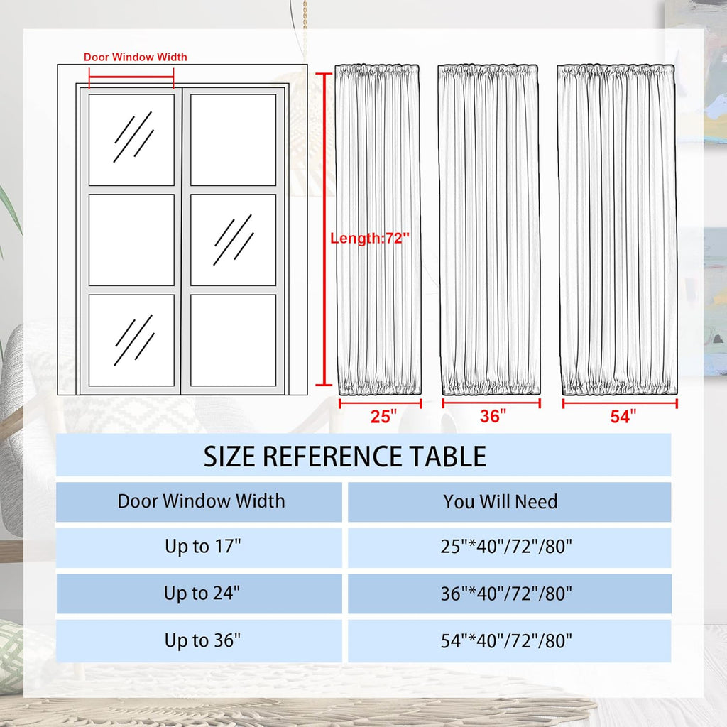 DWCN French Door Curtains – Rod Pocket Thermal Blackout Curtain for Doors with Glass Window, Christmas, Kitchen and Patio Doors for Privacy, 54 X 72 Inches Long, 1 Curtain Panel with Tieback, Red