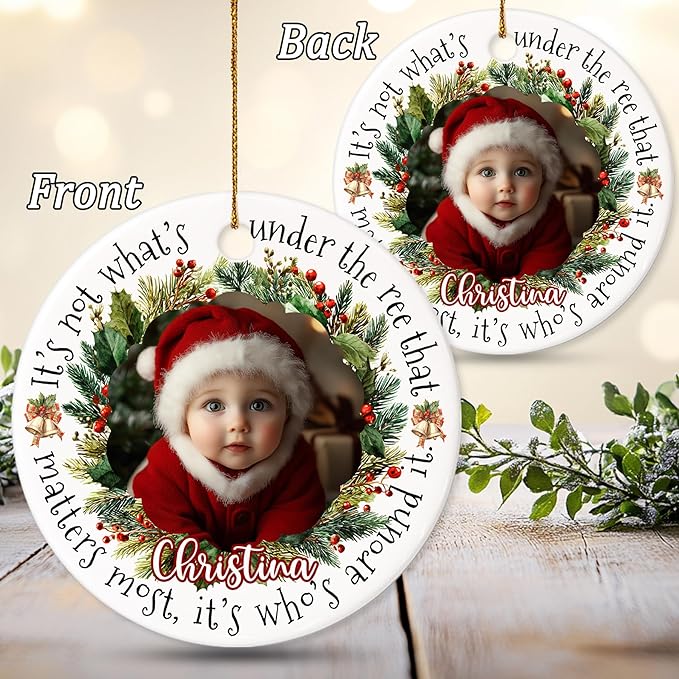 Personalized Family Photo Christmas Ornament 2025 - Custom Babies Keepsake - Sweet Gift for New Parents Mom Dad - Christmas, Birthday Gift for Newborn, Boy, Girls, Mom, Dad, Couples, Family