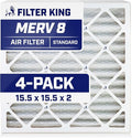 Filter King 15.5x15.5x2 Air Filter | 4-PACK | MERV 8 HVAC Pleated A/C Furnace Filters | MADE IN USA | Actual Size: 15.5 x 15.5 x 1.75"