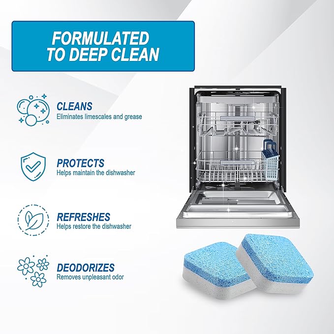 Air Jungles Dishwasher Cleaner Tablets 24 Count, Fragrance Free, Deep Cleaning Descaler Pods, Clean Dishwasher Machine, Remove Limescale, Hard Water, Calcium, Odor, 12 Month Supply