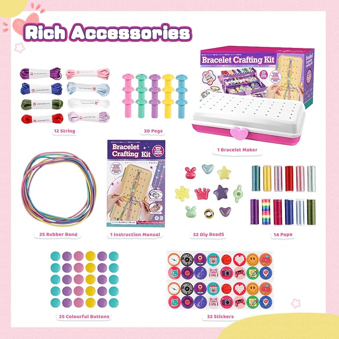 Cmiolacuna Friendship Bracelet Making Kit for Girls, 3-Layer Storage Box Arts and Crafts Bracelets Jewelry String Maker Kit Ages 8-12,Best Christmas Birthday Gift for Girls 6 7 8 9 10 11 12 Year Old