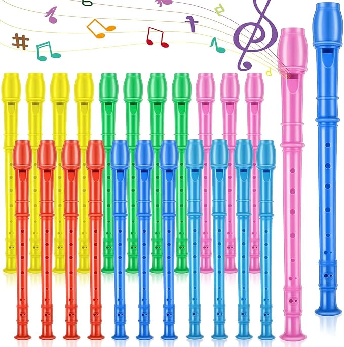 8 Hole Soprano Recorders Descant Flute Bulk With Cleaning Rod German Style for Back to School Gift Christmas Shoebox Supplies Musical Instruments Party Favor (12 Pack)
