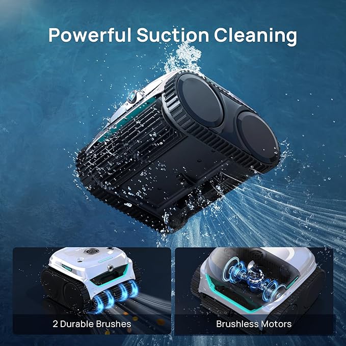 (2025 New) WYBOT C2 Vision Robotic Pool Vacuum with AI Camera, Ultra-Fine Filtration Pool Cleaners for Inground Pools, Comprehensive 8 Mode, Wall Climbing, Brushless Motor, Smart Navigation, White