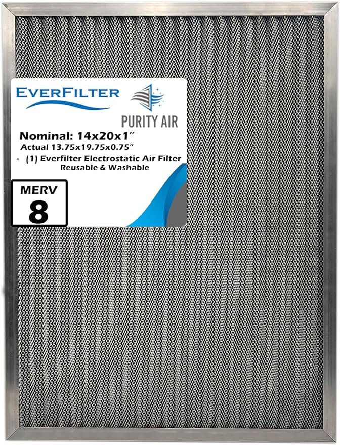 14x20x1 Electro-static Air Filter (1-Ct) AC Furnace Filter, Reusable & Washable 4-Stage Electrostatic Filter for Residential and Commerical HVAC (Actual Size: 13.75 x 19.75 x 0.75 Inches)