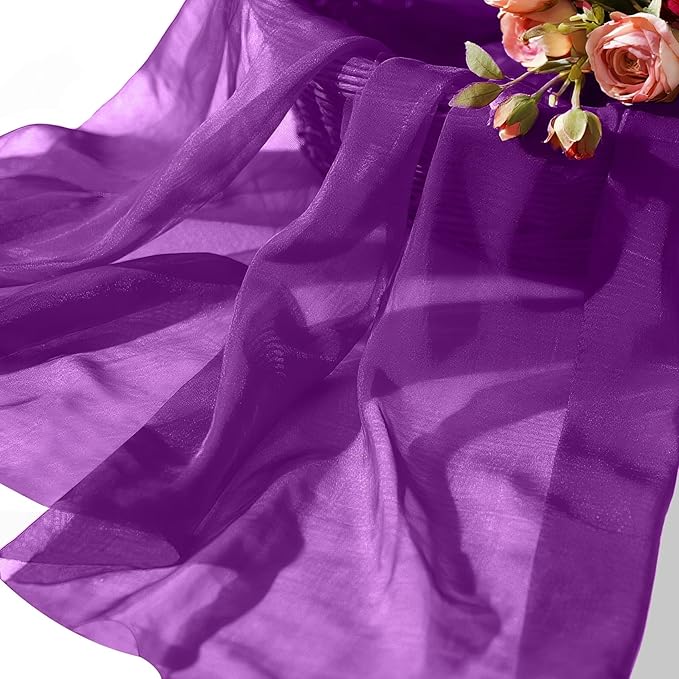 Sheer Fabric 60" x 1 Yards (3 ft) Organza Fabric by The Yard for DIY Wedding Decorations Craft Projects Party Backdrops Bows (Purple)