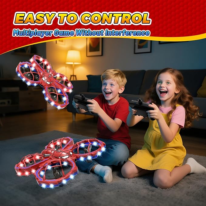 Spider Drone for Kids, Jomzuci RC Mini Drone with 360°Flip, Hover Indoor Drones for Kids 8-12 with 2 Batteries, Headless Mode, 3 Speed Mode, Quadcopter Outdoor Toys Gifts for 8-12 Year Old Boys Girls