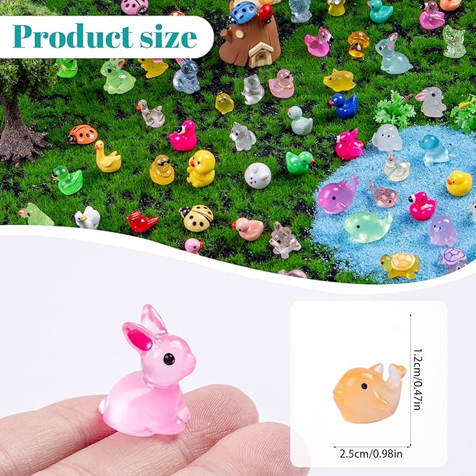 240 Pcs Mini Resin Animals Variety Tiny Animals Figures Miniature Little Small Animal Figurines Bulk for Micro Fairy Garden Landscape Accessories Hide Crafts Decor Aquarium
