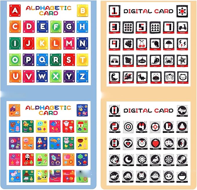Early Childhood Enlightenment Book 26 Pieces Toddler Soft Alphabet ABC Letter Number Flash Cards Baby Soft Cloth Bath Books Infant Crinkle First Books Toys Sensory Books Learning Flashcards (Number)