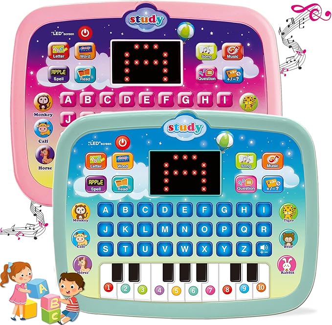 Kids Learning Pad Tablet Toddler with LED Screen Teach Alphabet Numbers Word Music Math Early Development Interactive Electronic Toy for Toddler Ages 3 4 5 6