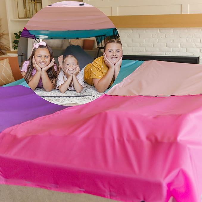 Tote a Fort Princess Blanket Fort Building Kit for Kids, 3 Blanket TOTEAFORT Toy, Make a Portable Playhouse, Play Tent Boy and Girl Indoor Outdoor Build Set, STEM Children Toy, Ages 4, 8, 12 +