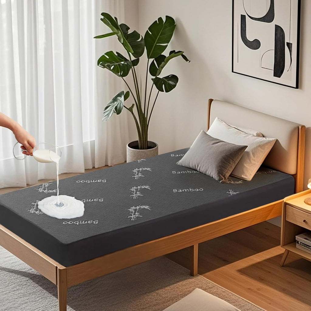 BEDLORE Twin XL Size Mattress Protector Waterproof, Mattress Pad Fitted 6-15 Inch Deep Pocket, 3D Air Fabric Soft Double Bed Mattress Cover Noiseless Washable for Home, College Dorm, Gray