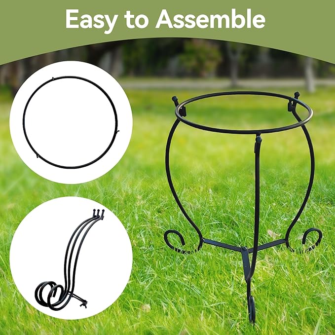 Lily's Home Metal Gazing Ball Stand for 8-10 inch Metal and Glass Garden Gazing Globes. Black.
