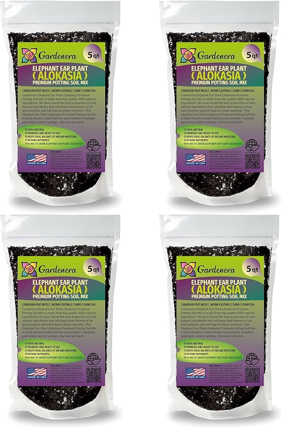 Gardenera Elephant Ear Plant Potting Mix - High-Performance Formula for Robust Growth and Striking Foliage - 20 Quart