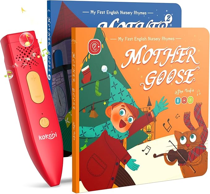 KOKODI Talking Pen Books Set, Interactive Audio Nursery Rhymes with Learning Pen, Educational Sensory Toy, Early Learning Gift for Toddlers Kids, Birthday & Christmas Gifts for Boys Girls Age 2-6