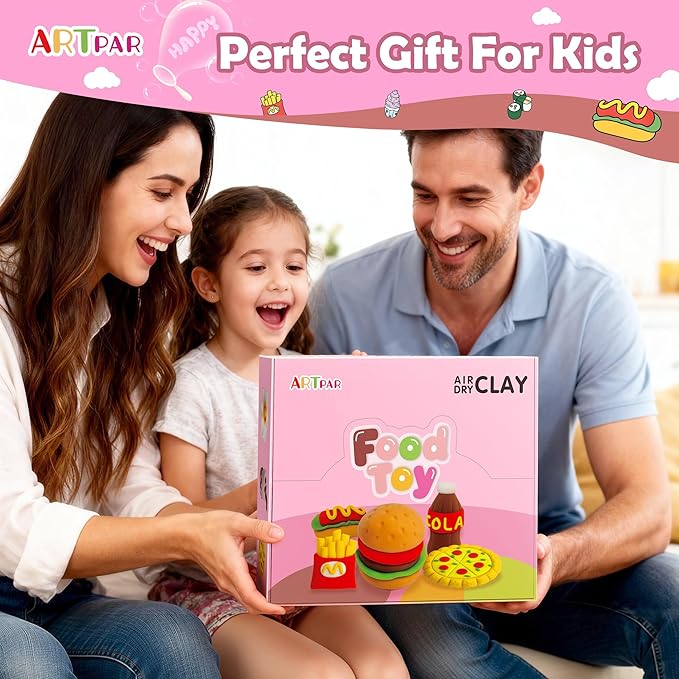 Air Dry Clay Kit for Kids,12 Box Mini Food Modeling Magic Clay Sculpting Set,Safe Non-Sticky,Ultra Light & Soft,Arts & Crafts Fun Playset Kitchen Toys,Home Party Favors for Boys Girls 3+ Years