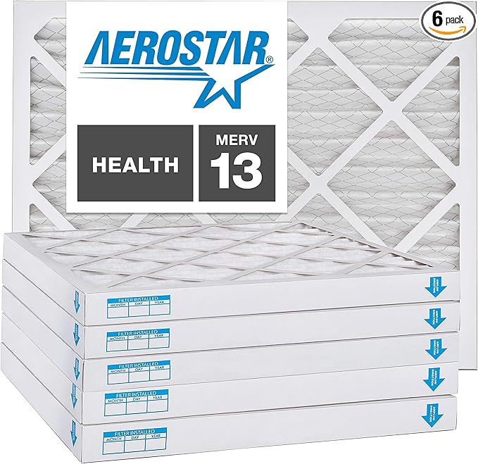 Aerostar 20x24x2 MERV 13, Pleated Air Filter, 20x24x2, Box of 6, Made in the USA