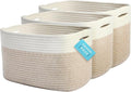 OrganiHaus Set of 3 Rope Baskets for Organizing, Cotton Rope Basket, Shoe Basket Organizer, Decorative Storage Baskets, Toy Bins, Woven Baskets for Storage, Shelf Baskets for Organizing - Light Honey